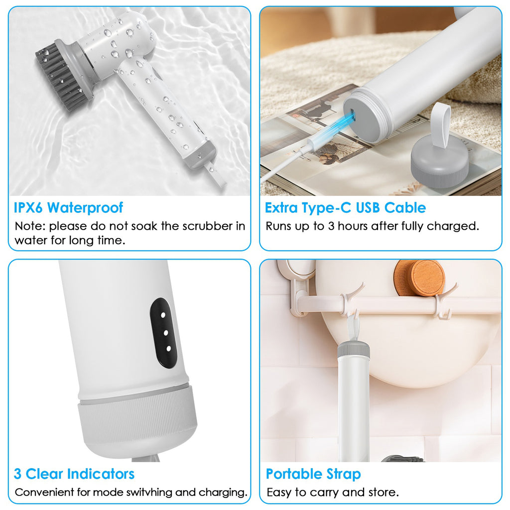 Electric Spin Scrubber – Cordless Deep Cleaning Brush for Kitchen & Bathroom